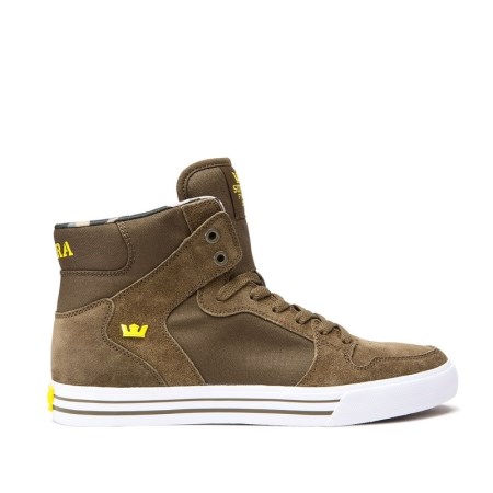 Supra Vaider Mens High Tops Shoes Olive UK 07ALH